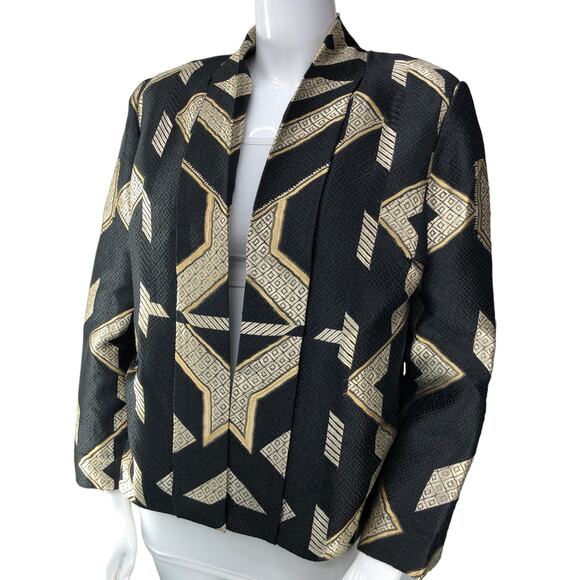 Chicos Women Size 2 US 12 Egyptian Sophisticate Persias Jacket Metallic Jacquard - Picture 1 of 16